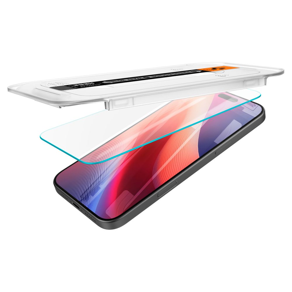 Schutzfolie Spigen GlastR EZ FIT für Apple iPhone 17 Pro / 17 / 16 Pro, gehärtetes Glas, Vollkleber, Set mit 2 Stück