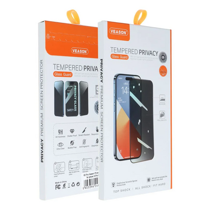Privacy-Schutzfolie Veason für Apple iPhone 17e / 16e / 14 / 13 Pro, gehärtetes Glas, Vollkleber, 6D
