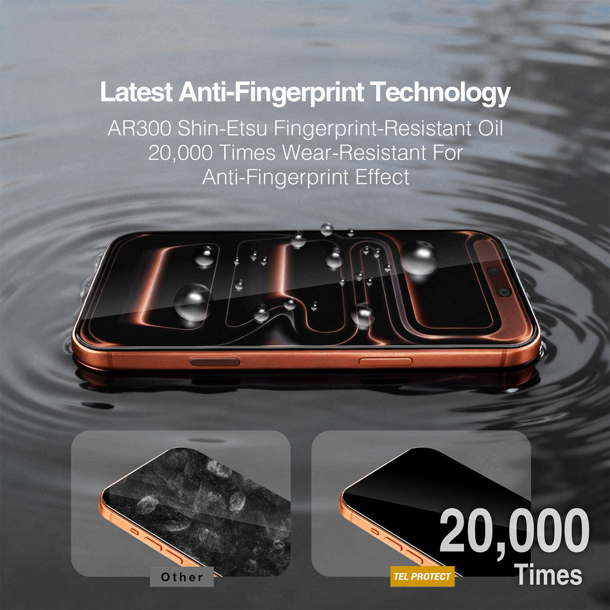 Tel Protect 10X HD DLC Diamond Coating Displayschutzfolie für Apple iPhone 18 Pro Max / 17 Pro Max, gehärtetes Glas, vollflächig klebend, schwarz