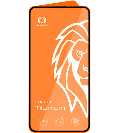 Tel Protect 10X HD Plus Titanium Screen Protector for Apple iPhone 17 / 16 Pro, Tempered Glass, Full Glue, Black
