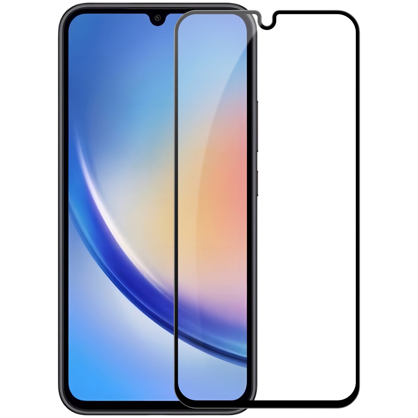 OEM-Displayschutzfolie für Samsung Galaxy A34 A346, gehärtetes Glas, Vollkleber, 9D, Schwarz