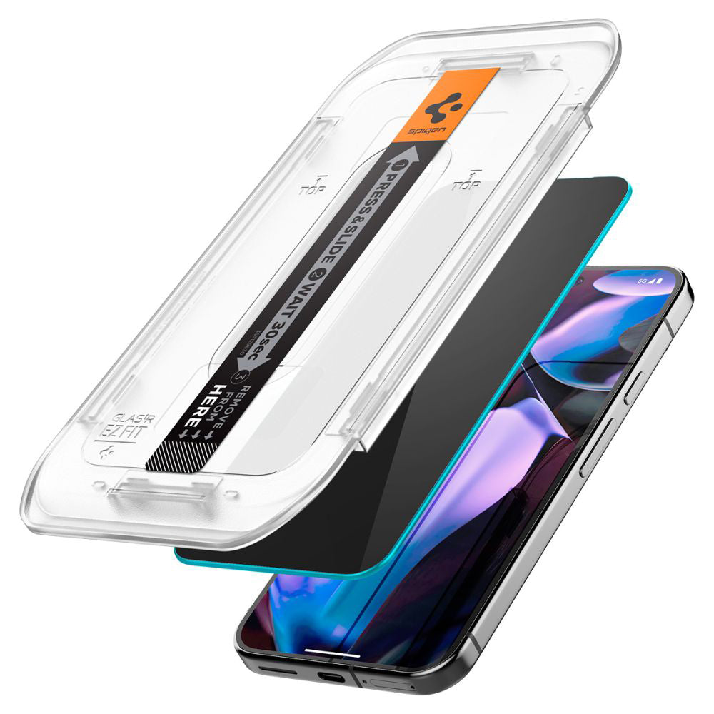 Privacy-Schutzfolie Spigen GlastR EZ FIT für Google Pixel 9 Pro XL, gehärtetes Glas, Full Glue, 2er-Set AGL09313