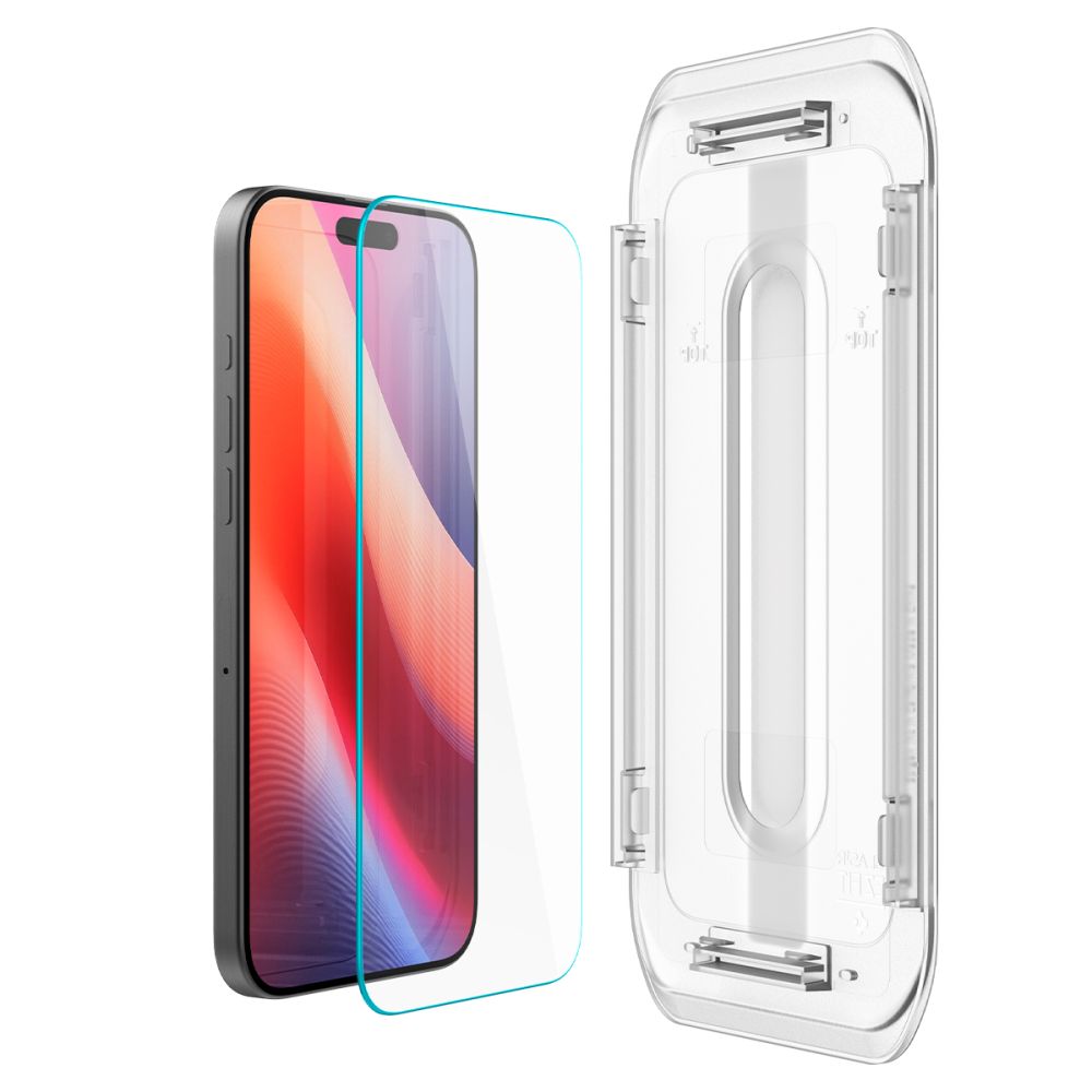 Schutzfolie Spigen GlastR EZ FIT für Apple iPhone 17 Pro / 17 / 16 Pro, gehärtetes Glas, Vollkleber, Set mit 2 Stück