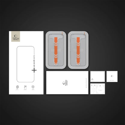 Schutzfolie Tech-Protect Quick Set+ für Apple iPhone 16 Pro, Gehärtetes Glas, Vollkleber, Set mit 2 Stück, Schwarz