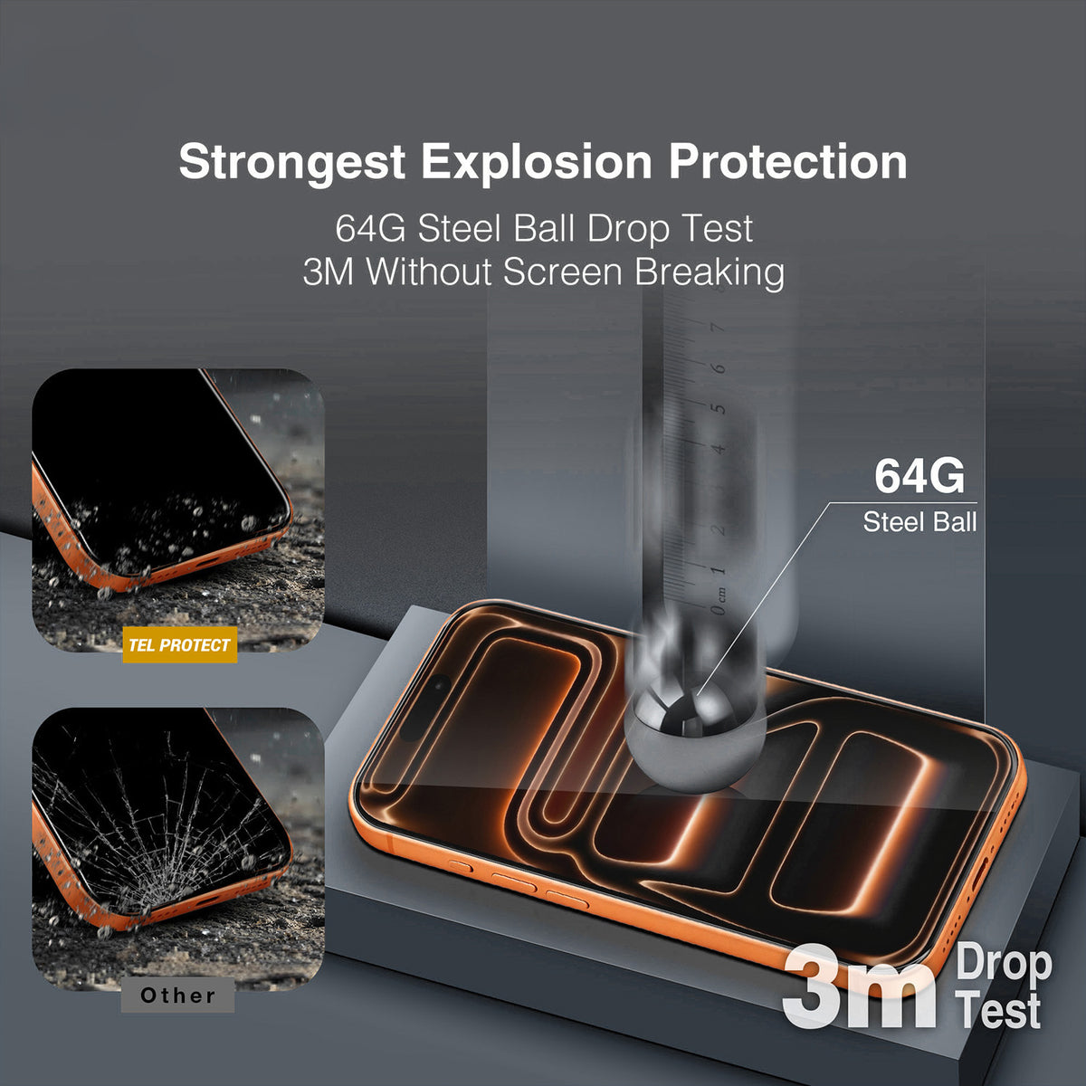 Tel Protect 10X HD DLC Diamond Coating Displayschutzfolie für Apple iPhone 18 Pro Max / 17 Pro Max, gehärtetes Glas, vollflächig klebend, schwarz