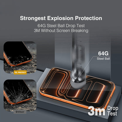 Tel Protect 10X HD DLC Diamond Coating Displayschutzfolie für Apple iPhone 18 Pro Max / 17 Pro Max, gehärtetes Glas, vollflächig klebend, schwarz