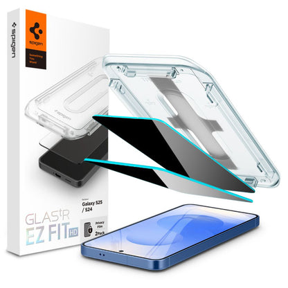 Spigen GlastR EZ FIT HD Privacy Screen Protector for Samsung Galaxy S25 S931 / S24 S921, Tempered Glass, Full Glue, Set of 2 pieces