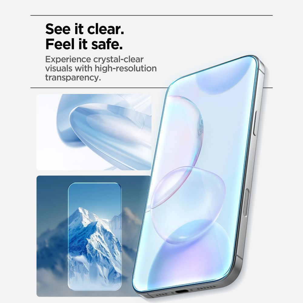 Schutzfolie Spigen GlastR Align Master Slim für Apple iPhone 17 Pro, Gehärtetes Glas, Vollkleber, Set 3 Stück AGL10103