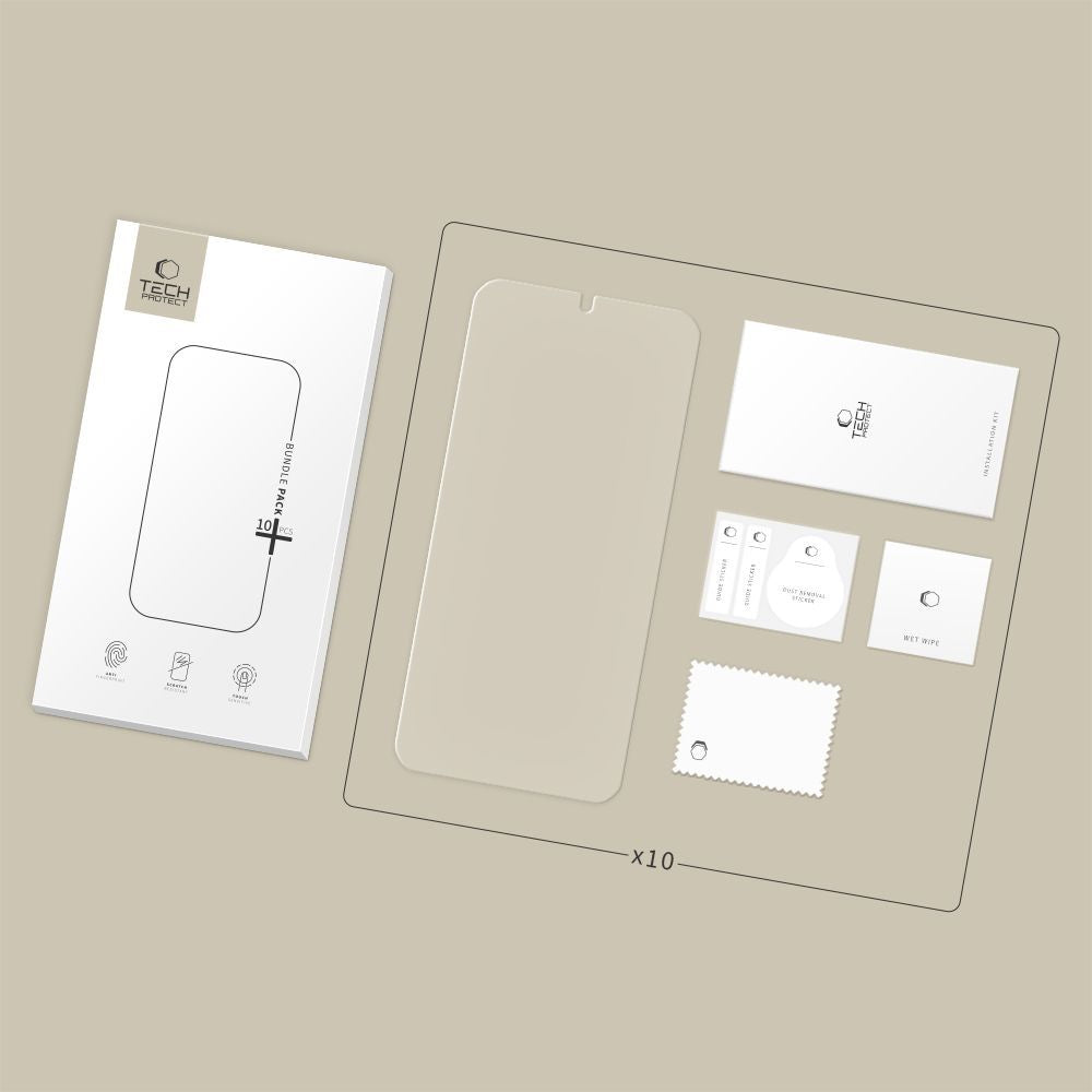 Schutzfolie Tech-Protect für Samsung Galaxy S26 S942, Gehärtetes Glas, Vollverklebung, Set 10 Stück