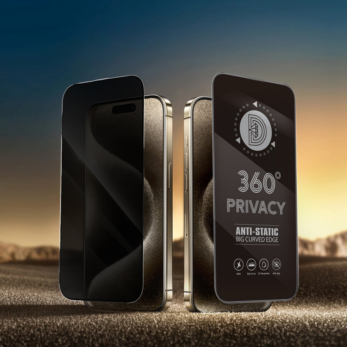OEM 360 Privacy Displayschutzfolie für Samsung Galaxy A37 5G, gehärtetes Glas, Full Glue