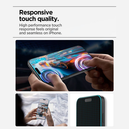 Schutzfolie Spigen GlastR Align Master Slim für Apple iPhone 17 Pro, Gehärtetes Glas, Vollkleber, Set 3 Stück AGL10103