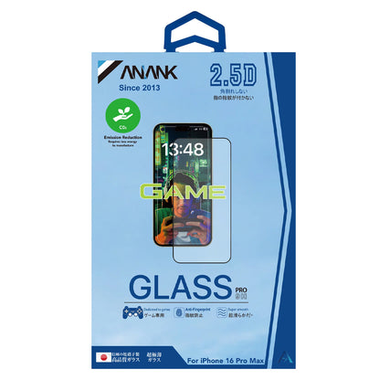 Anank 1X Reinforced Anti-Fingerprint Screen Protector for Apple iPhone 16, Tempered Glass, Full Glue, 2.5D, Black