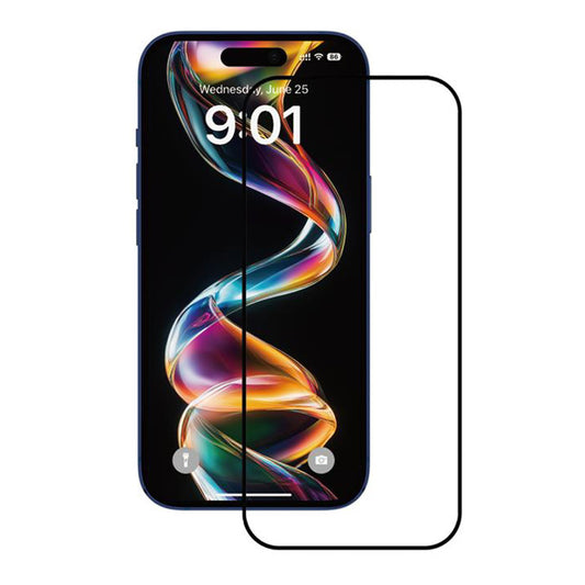 Anank 1X Verstärkte Displayschutzfolie für Apple iPhone 16 Pro, gehärtetes Glas, Vollkleber, 2,5D, Schwarz