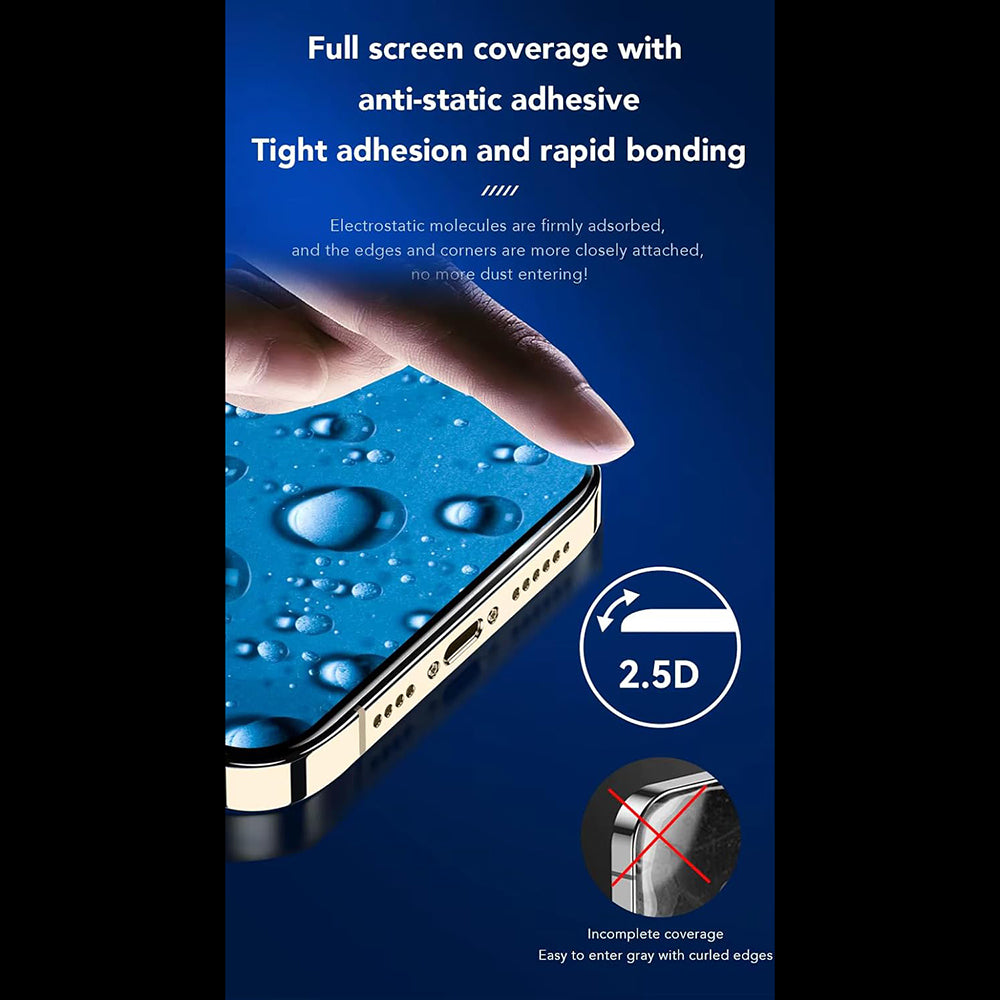 Anank 3X Verstärkte Displayschutzfolie für Apple iPhone 15 Pro Max, Sicherheitsglas, Vollkleber, 2.5D, Schwarz