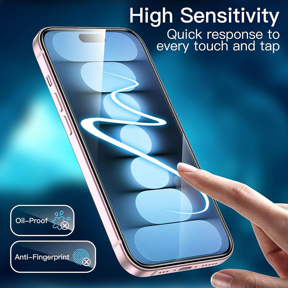 Anank Displayschutzfolie für Apple iPhone 15 Pro, gehärtetes Glas, Full Glue, 3D, 10 Stück Set