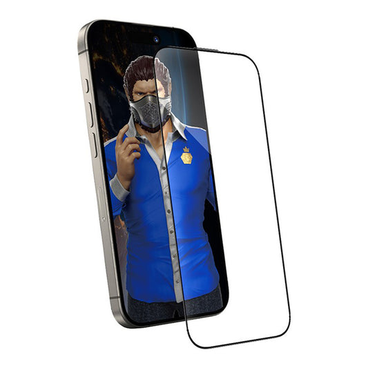Blueo Anti-Dust HD Applicator Pro Displayschutzfolie für Apple iPhone 15 Pro, gehärtetes Glas, Vollkleber, Schwarz