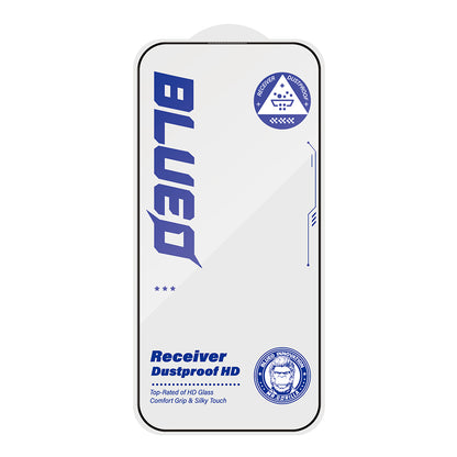 Blueo Anti-Dust HD Displayschutzfolie für Apple iPhone 17e / 16e / 14 / 13 Pro, gehärtetes Glas, Vollkleber, Schwarz