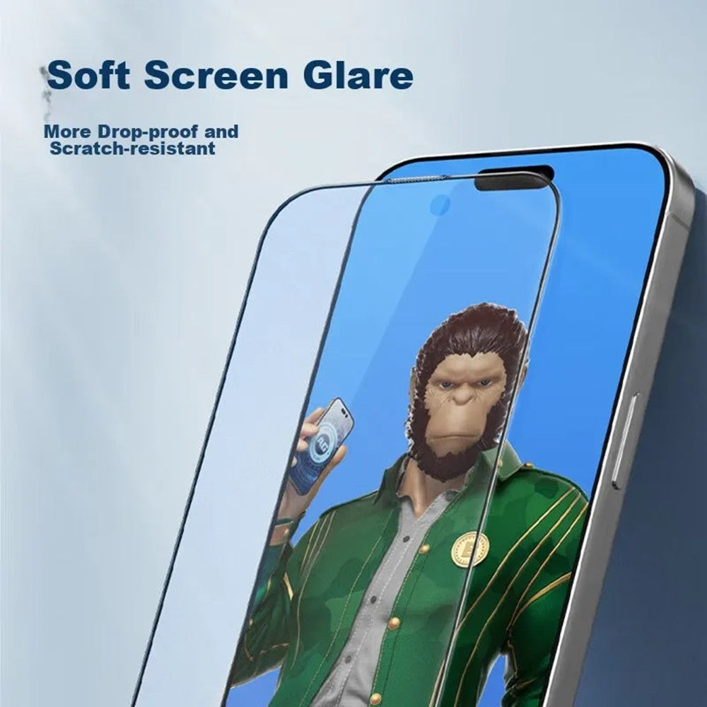 Blueo Anti-Glare Displayschutzfolie für Apple iPhone 14 Pro, gehärtetes Glas, Vollkleber, Schwarz