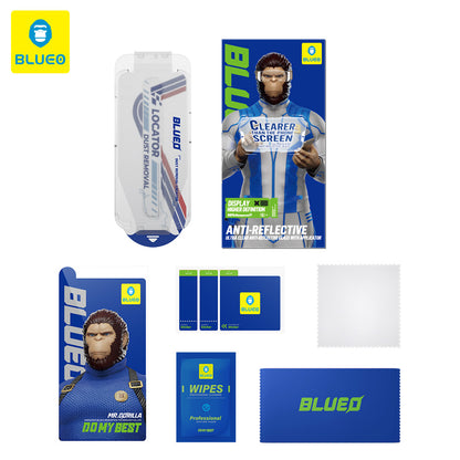 Blueo Anti-Reflektierende HD Schutzfolie mit Applicator Pro für Apple iPhone 14 Pro Max, gehärtetes Glas, Vollkleber, Schwarz