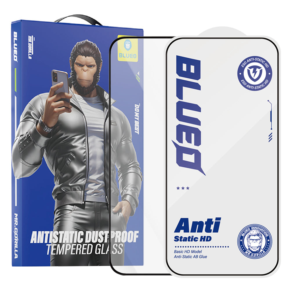 Blueo Anti-Static HD Displayschutzfolie für Apple iPhone 11 / XR, gehärtetes Glas, Vollkleber, Schwarz
