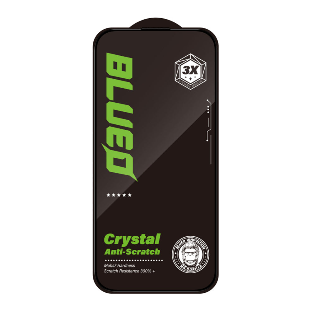 Blueo Crystal Anti-Kratz Schutzfolie für Apple iPhone 16 Pro, gehärtetes Glas, Vollkleber, Schwarz