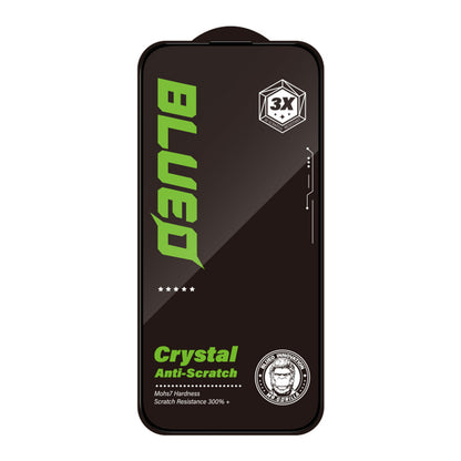 Blueo Crystal Anti-Kratz Schutzfolie für Apple iPhone 16 Pro, gehärtetes Glas, Vollkleber, Schwarz