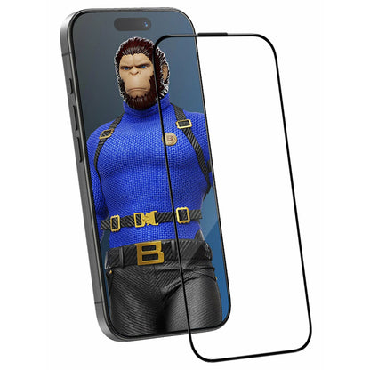 Blueo Crystal Anti-Kratz Schutzfolie für Apple iPhone 16 Pro, gehärtetes Glas, Vollkleber, Schwarz
