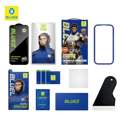 Blueo Curved Edge AR Applicator Displayschutzfolie für Apple iPhone 18 Pro / 17 Pro / 17 / 16 Pro, gehärtetes Glas, Full Glue, 3D, Schwarz