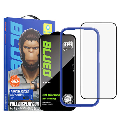 Blueo Curved Edge HD Applicator Displayschutzfolie für Apple iPhone 18 Pro / 17 Pro / 17 / 16 Pro, gehärtetes Glas, Full Glue, 3D, Schwarz