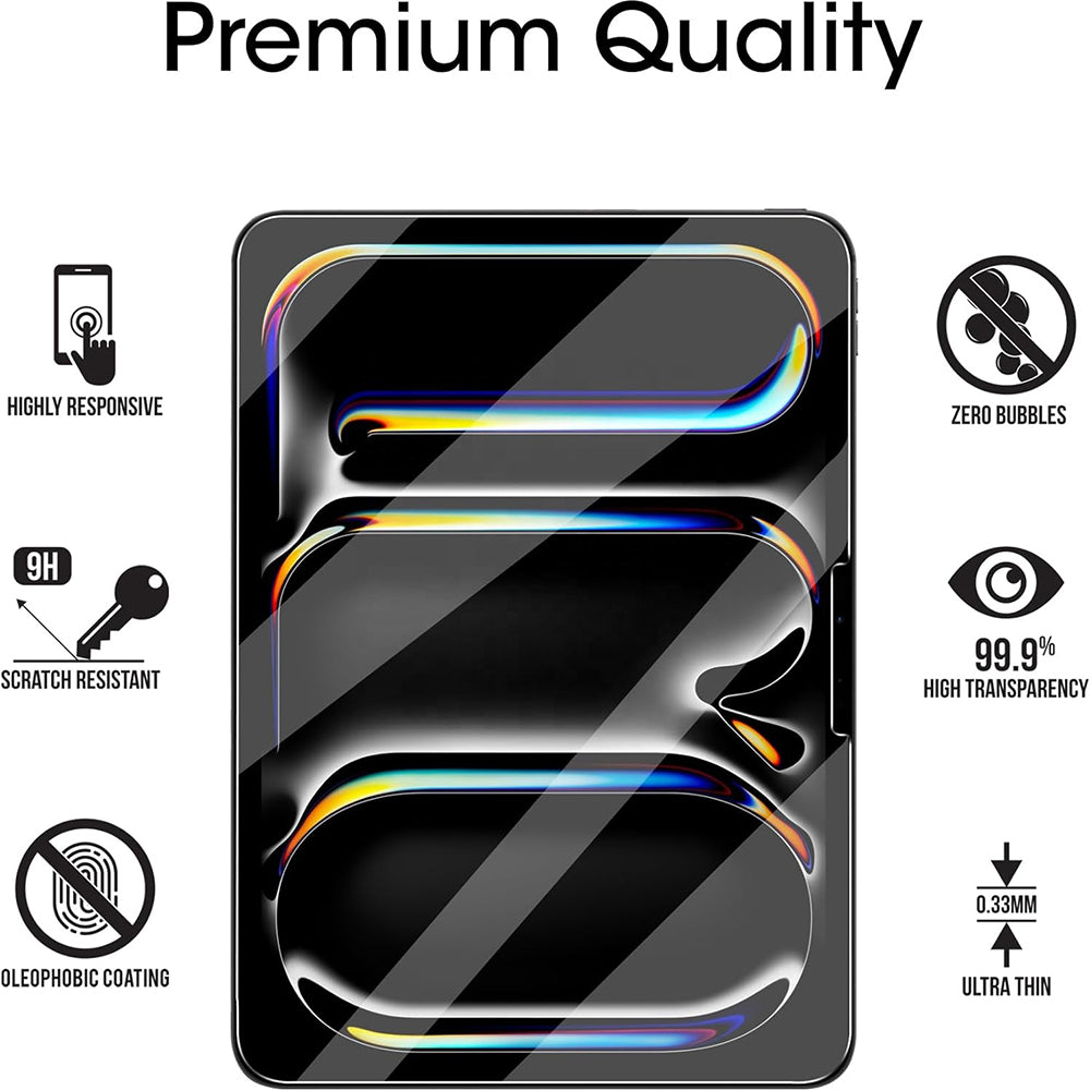 Blueo HD Screen Protector Film for Apple iPad Air 11 (2024), Tempered Glass, Full Glue