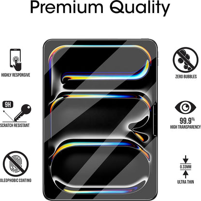 Blueo HD Displayschutzfolie für Apple iPad Pro 12,9 (2022) / Pro 12,9 (2021) / Pro 12,9 (2020), gehärtetes Glas, Full Glue