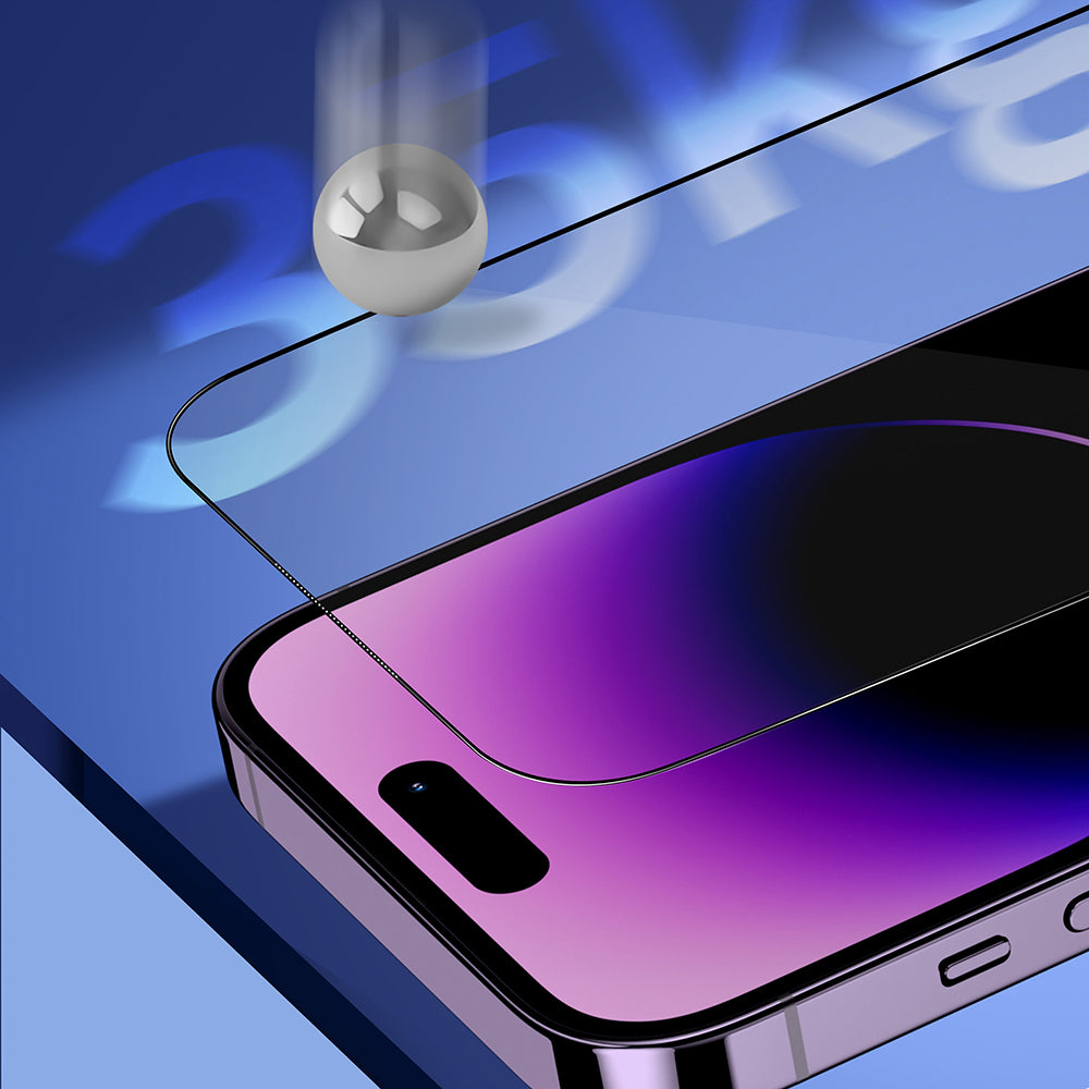 Blueo Sapphire Applicator Pro Displayschutzfolie für Apple iPhone 15 Pro Max, gehärtetes Glas, Full Glue, Schwarz