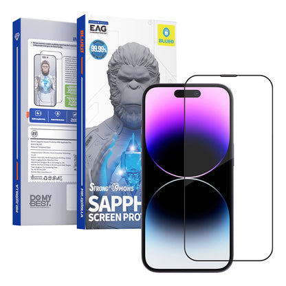 Blueo Sapphire Applicator Pro Displayschutzfolie für Apple iPhone 16 Pro, gehärtetes Glas, Full Glue, Schwarz