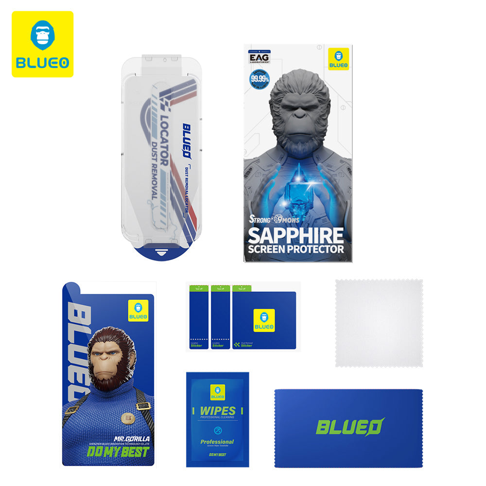 Schutzfolie Blueo Sapphire Applicator Pro für Apple iPhone 17 Air, Gehärtetes Glas, Vollkleber