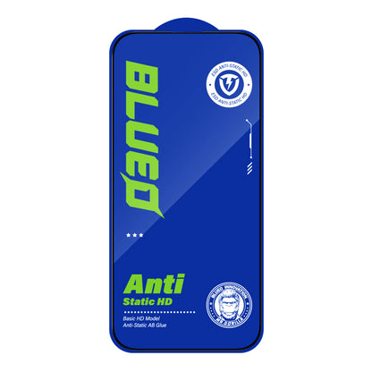 Blueo Silk HD Displayschutzfolie für Apple iPhone 15 Pro, gehärtetes Glas, Full Glue, 5er-Set, 2,5D, Schwarz