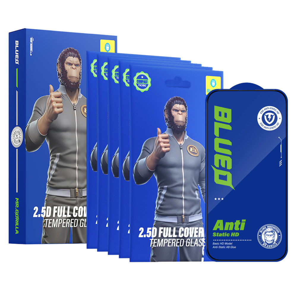 Blueo Silk HD Screen Protector Film for Apple iPhone XR, Tempered Glass, Full Glue, Set of 5 Pieces, 2.5D, Black