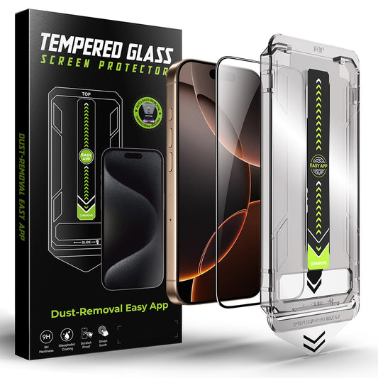 Schutzfolie Techsuit TitanGlass für Apple iPhone 17 Pro Max, gehärtetes Glas, Full Glue, Schwarz