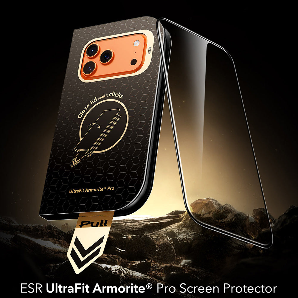 ESR Armorite Pro UltraFit Displayschutzfolie für Apple iPhone 18 Pro / 17 Pro, gehärtetes Glas, Full Glue, Schwarz