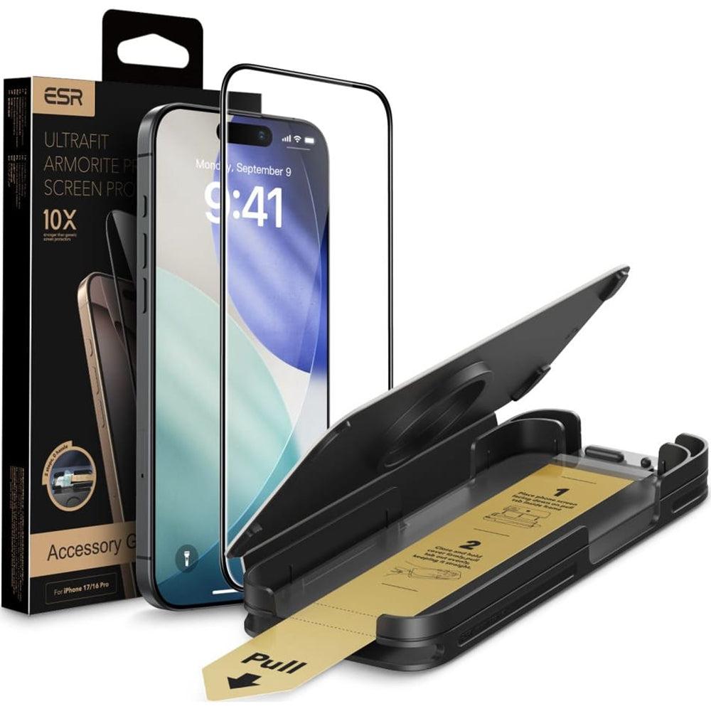ESR Armorite Pro UltraFit Displayschutzfolie für Apple iPhone 18 Pro / 17 Pro, gehärtetes Glas, Full Glue, Schwarz