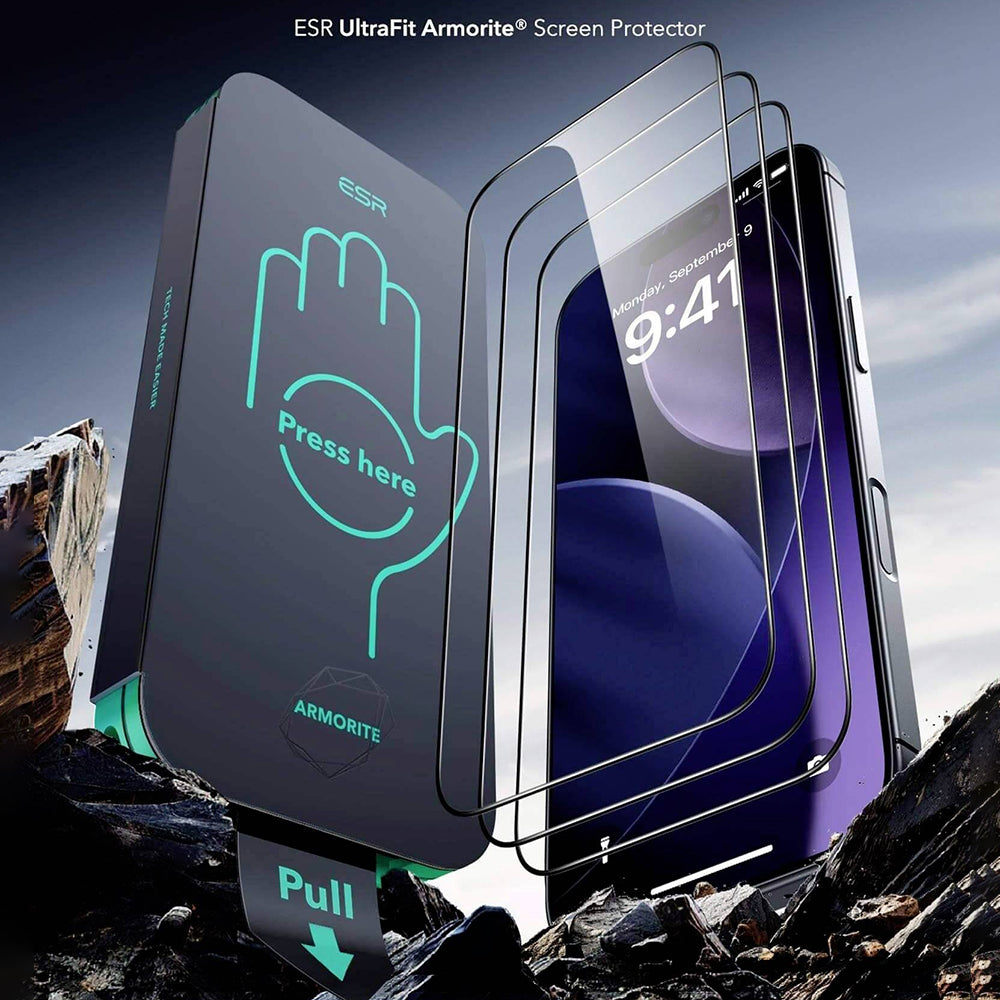 ESR Armorite UltraFit Displayschutzfolie für Apple iPhone 18 Pro Max / 17 Pro Max, gehärtetes Glas, Full Glue, 2er Set, Schwarz