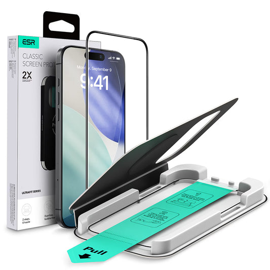 Schutzfolie ESR UltraFit für Apple iPhone 17 Air, Gehärtetes Glas, Vollverklebung, Schwarz