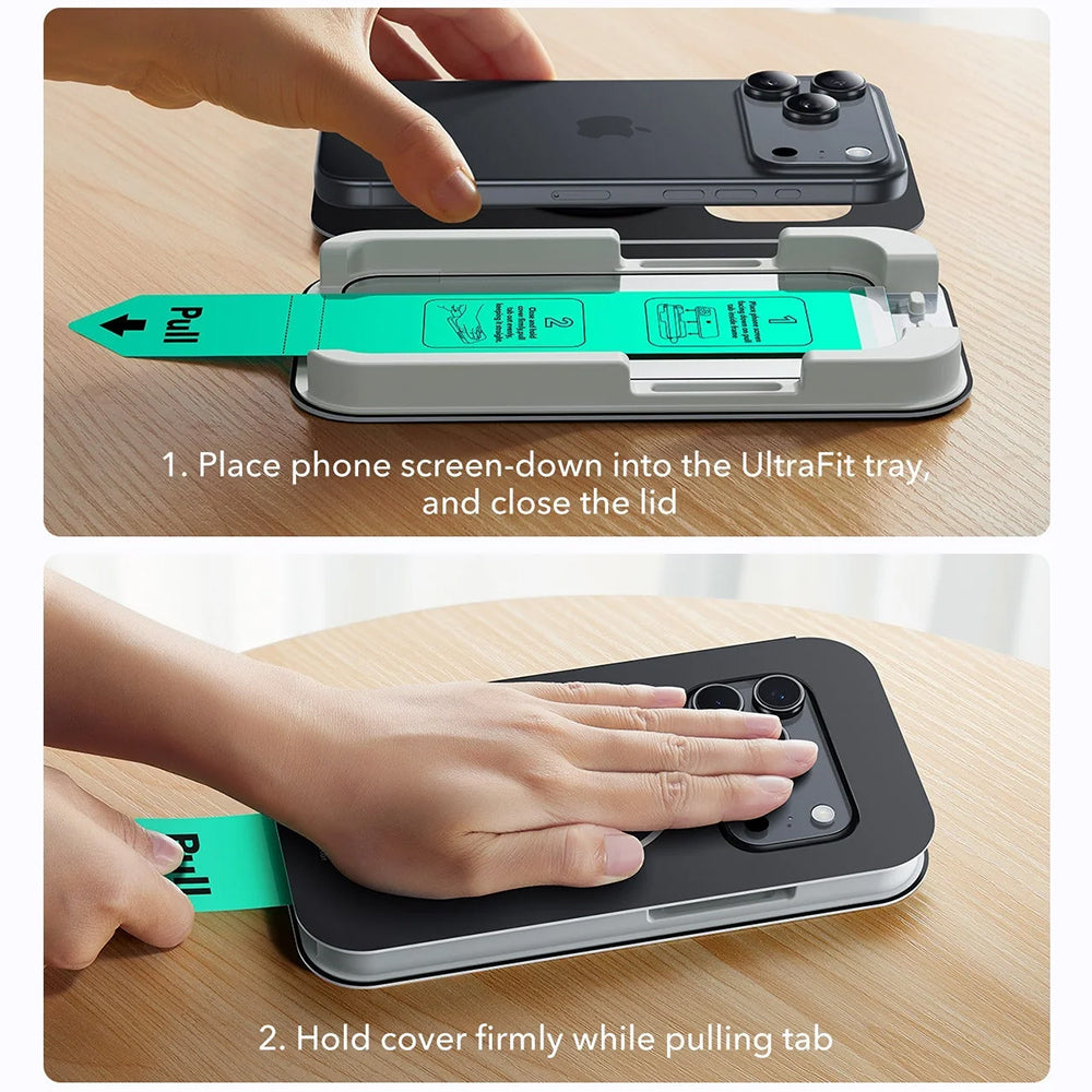Schutzfolie ESR UltraFit für Apple iPhone 17 Pro Max, gehärtetes Glas, Full Glue, Set mit 3 Stück