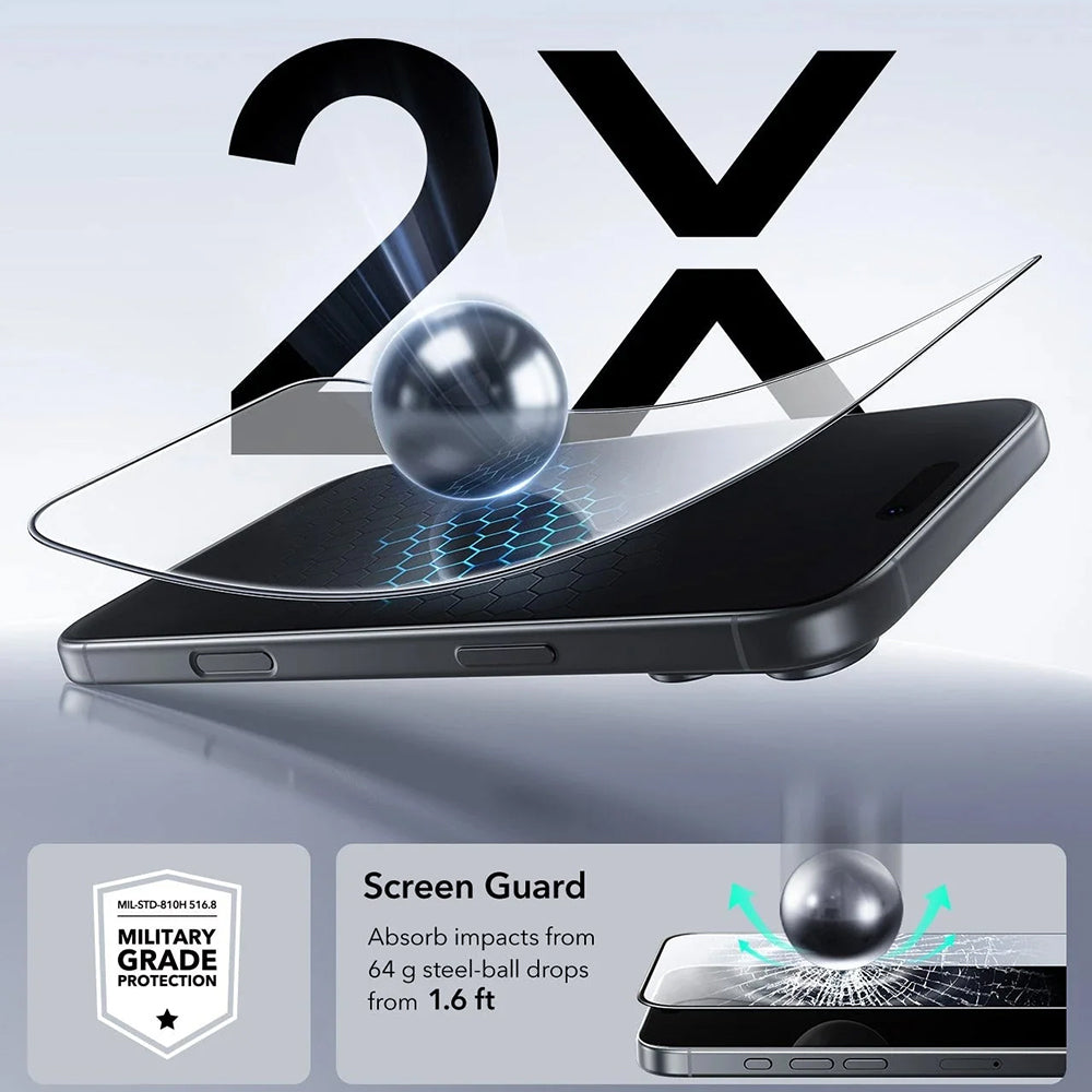 Schutzfolie ESR UltraFit für Apple iPhone 17 Pro Max, gehärtetes Glas, Full Glue, Set mit 3 Stück