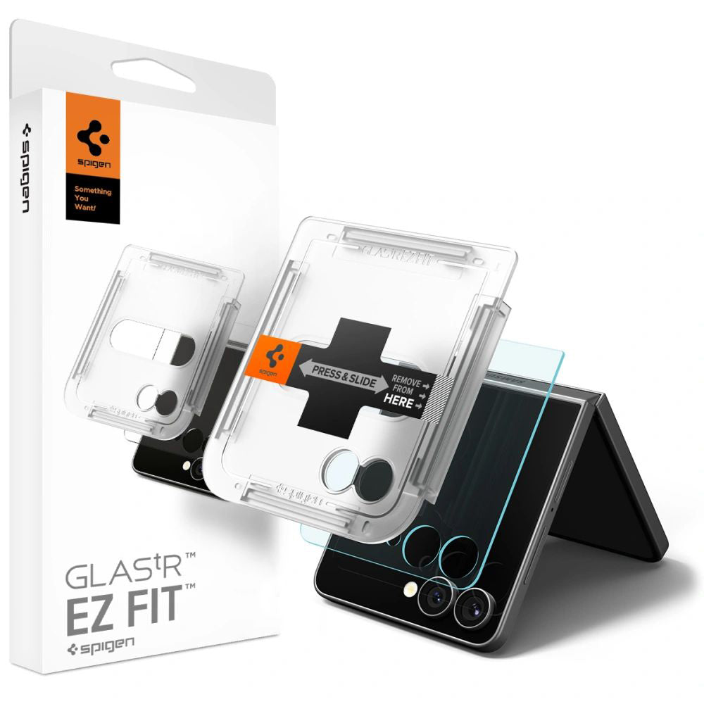 Schutzfolie Außenbildschirm Spigen GlastR EZ FIT für Samsung Galaxy Z Flip7 F766, Gehärtetes Glas, Vollkleber