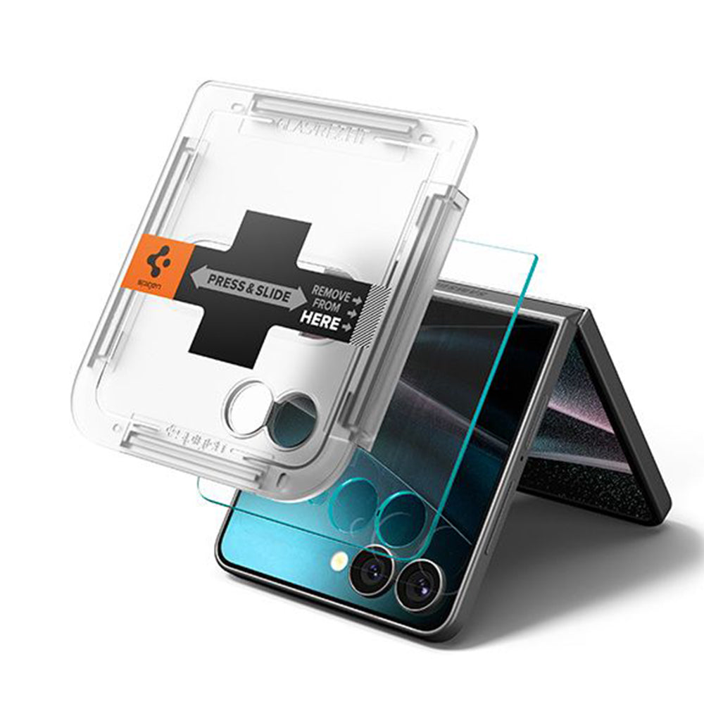 Schutzfolie Außenbildschirm Spigen GlastR EZ FIT für Samsung Galaxy Z Flip7 F766, Gehärtetes Glas, Vollkleber