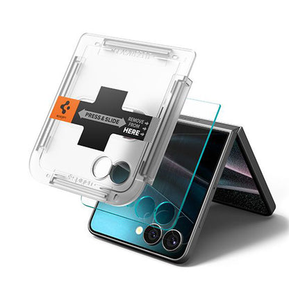 Schutzfolie Außenbildschirm Spigen GlastR EZ FIT für Samsung Galaxy Z Flip7 F766, Gehärtetes Glas, Vollkleber