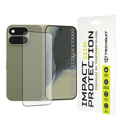 Techsuit Außendisplay-Schutzfolie für Google Pixel 11 Pro Fold, gehärtetes Glas, Full Glue, 111D, Schwarz