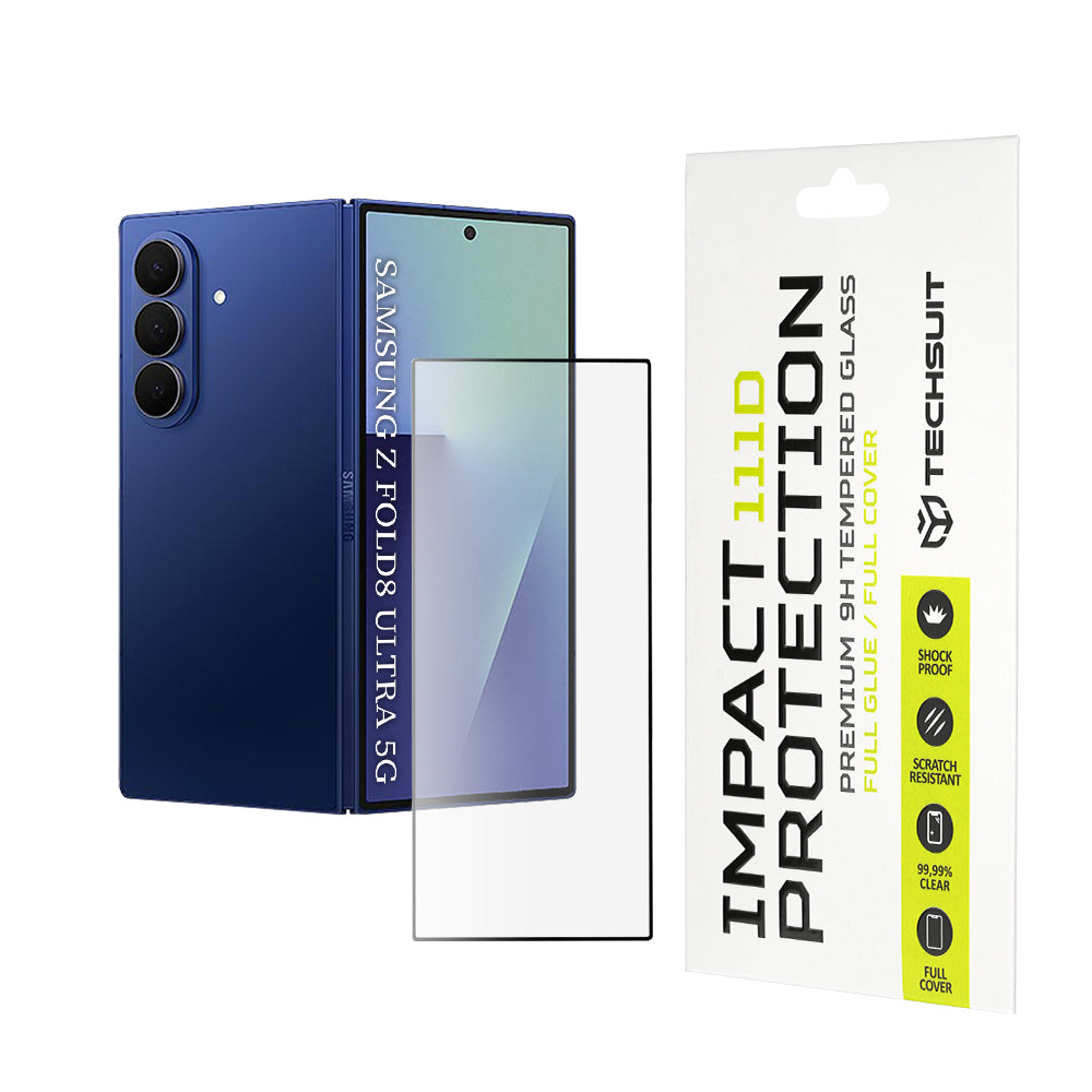 Techsuit Außendisplay-Schutzfolie für Samsung Galaxy Z Fold8 Ultra F971, gehärtetes Glas, Full Glue, 111D, Schwarz