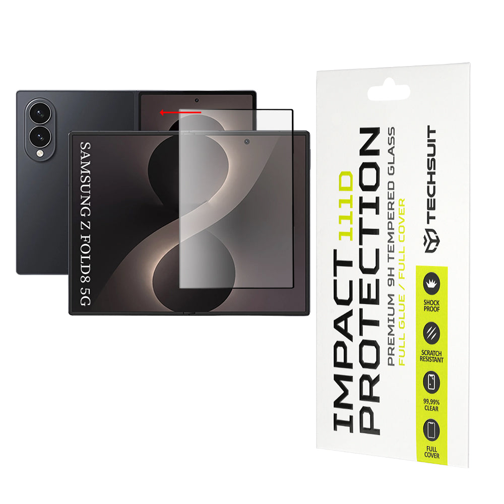 Techsuit Inner Screen Protective Film for Samsung Galaxy Z Fold8 F976, Tempered Glass, Full Glue, 111D, Black