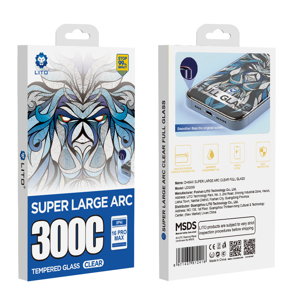 Bildschirmschutzfolie Lito D+ Max 300C für Apple iPhone 14 Pro Max, gehärtetes Glas, Full Glue
